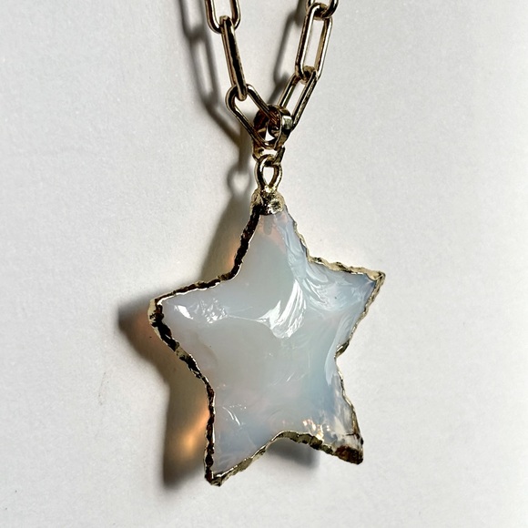 24k Gold Filled Chain Opalite Star Necklace 20 inches - Picture 10 of 10